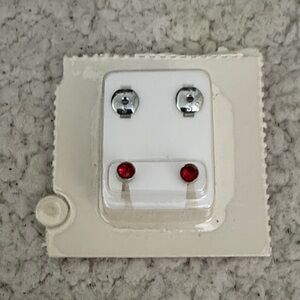 Red and Silver Stud Earrings